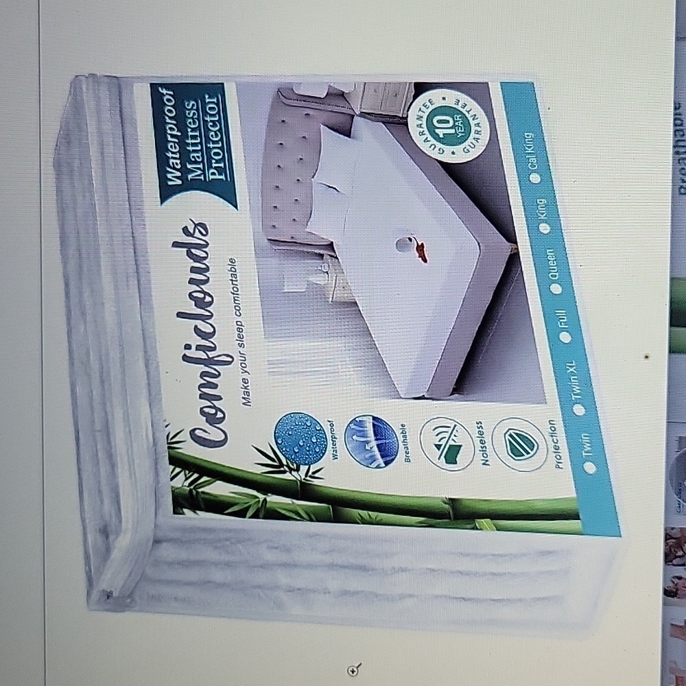 Comficlouds King waterproof mattress protector breathable noiseless white New